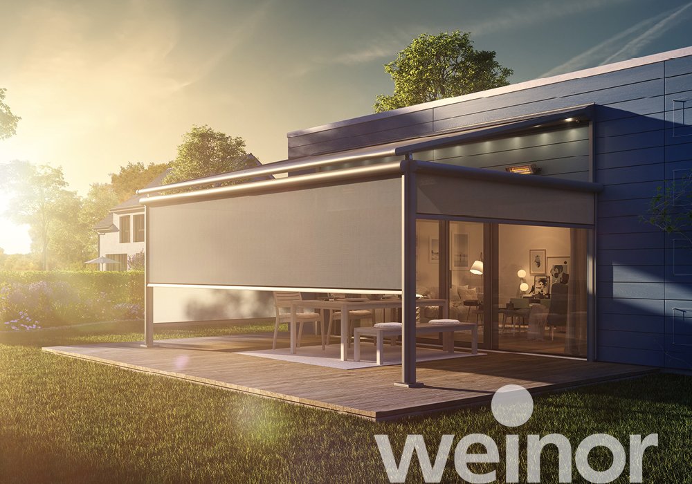 textile Pergola-Markise weinor Plaza Viva mit VertiTex II