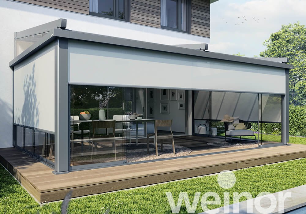Vertikalmarkise weinor VertiTex II VertiPlus Am Terrassendach, mit VertiPlus